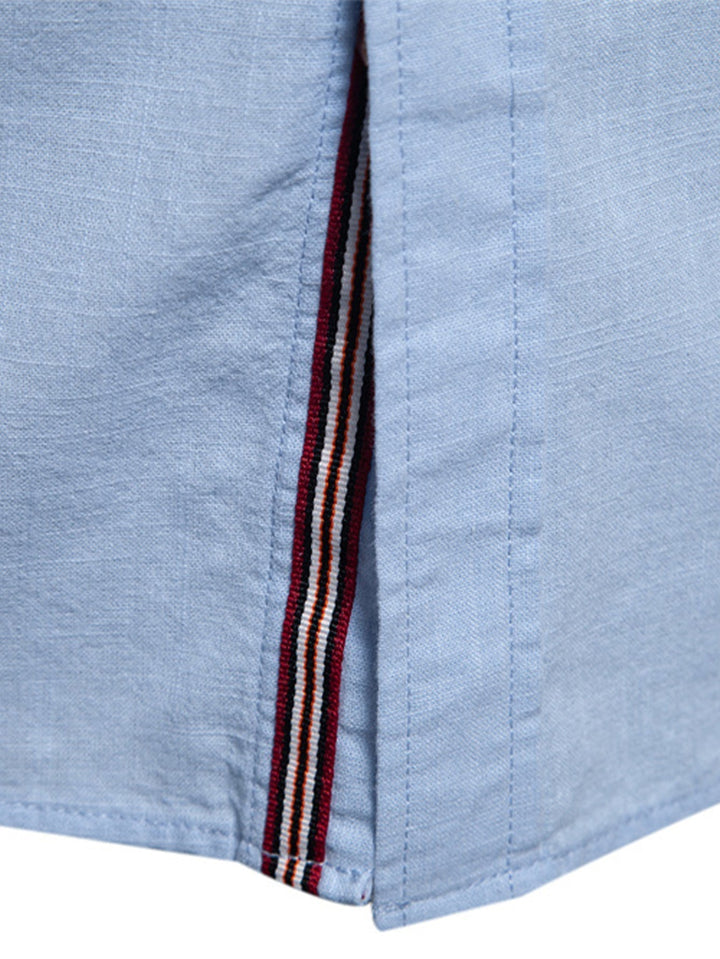 Rob | High-neck linen effect long-sleeve shirt