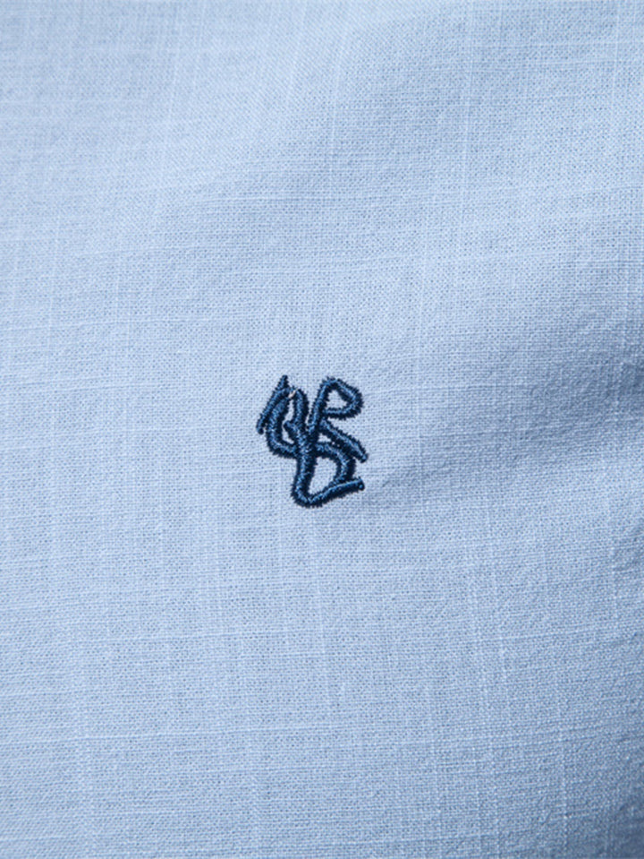 Rob | High-neck linen effect long-sleeve shirt