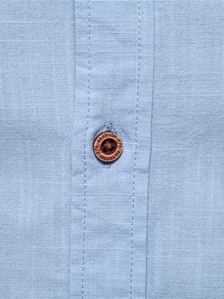 Rob | High-neck linen effect long-sleeve shirt