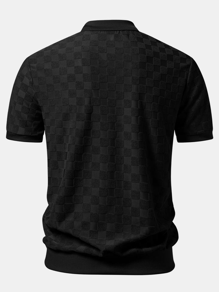Drake | Checkerboard V-Neck Knit Polo & Slim Fit Tapered Trousers