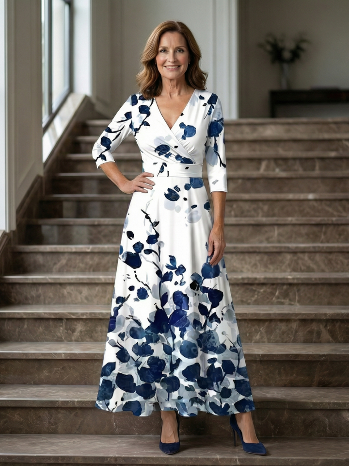 Celine | Midi Crossed Dress with Collar