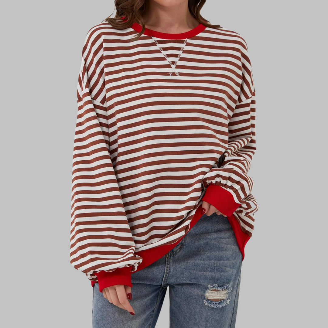 LUKA™ | Casual Long Sleeve Round Neck Striped Shirt