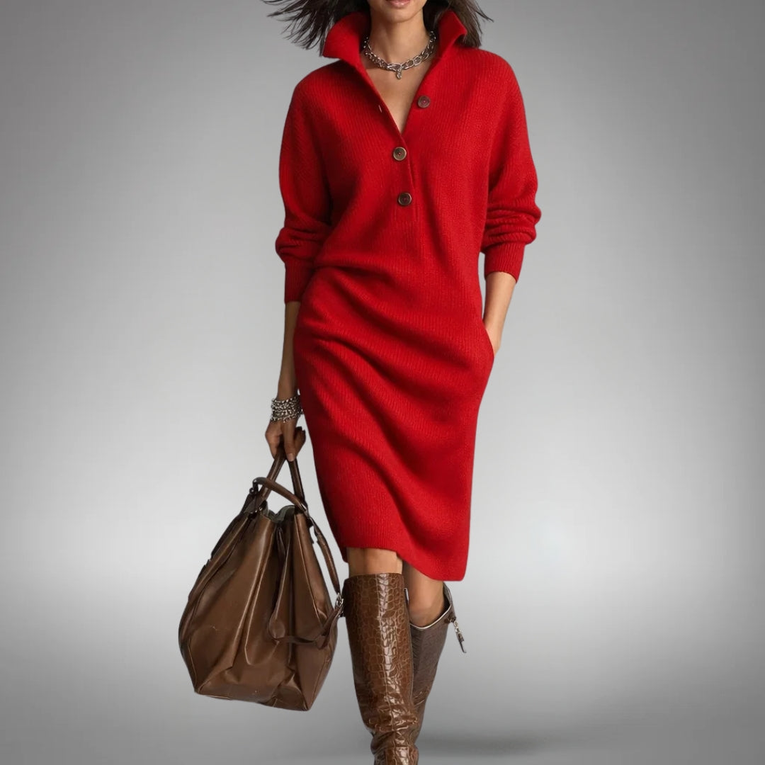 Marianne | Soft Knit Dress with Buttons