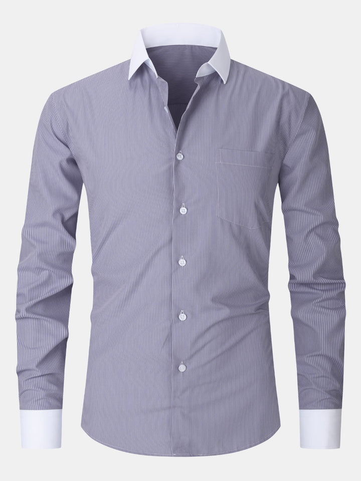 Sunny | Dress Shirt with Striped Contrast Collar
