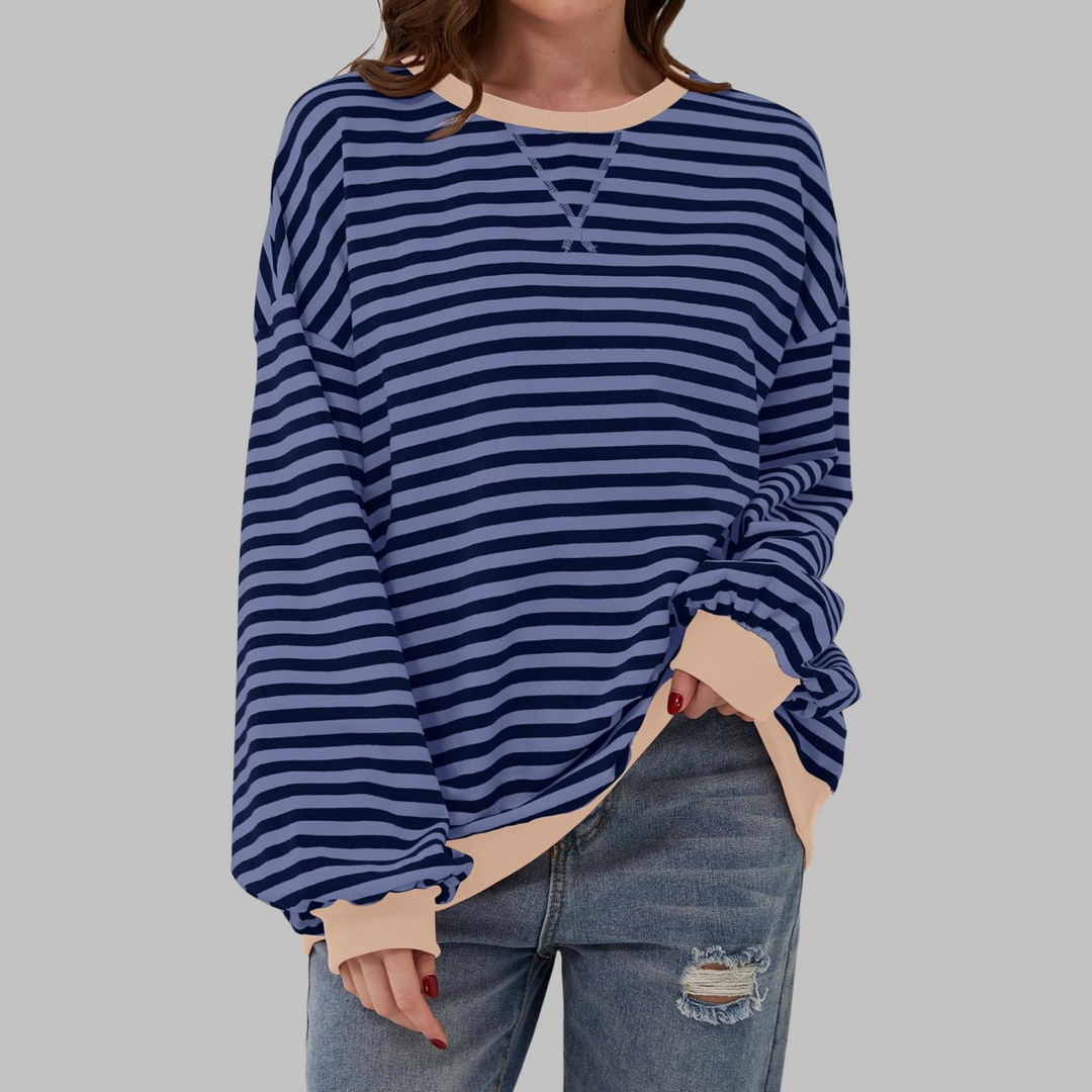 LUKA™ | Casual Long Sleeve Round Neck Striped Shirt