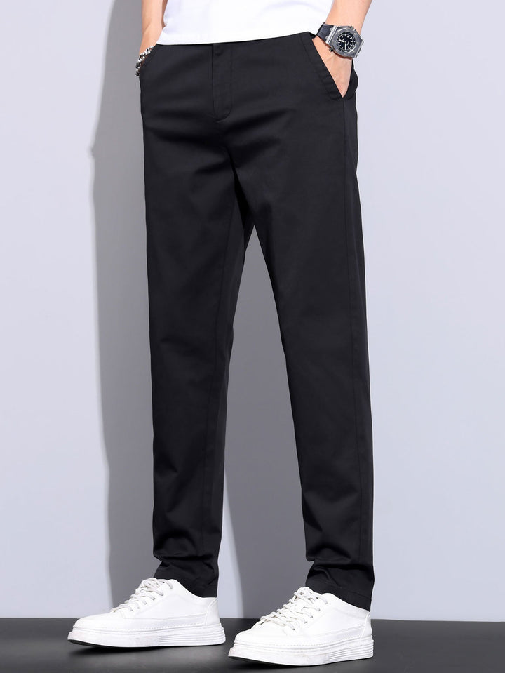 Bobby | Contrast Trim Ribbed Johnny Collar Knit Polo & Elastic Waist Straight Leg Trousers