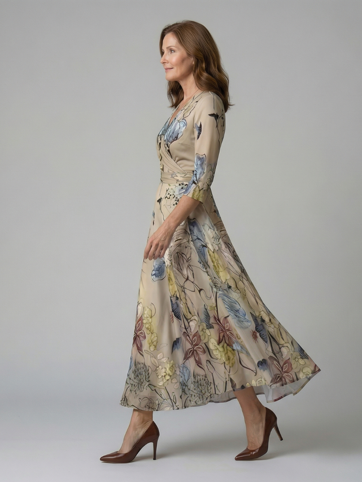 Celine | Midi Crossed Dress with Collar