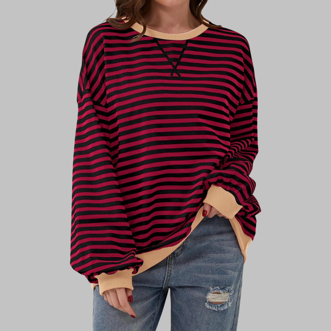 LUKA™ | Casual Long Sleeve Round Neck Striped Shirt