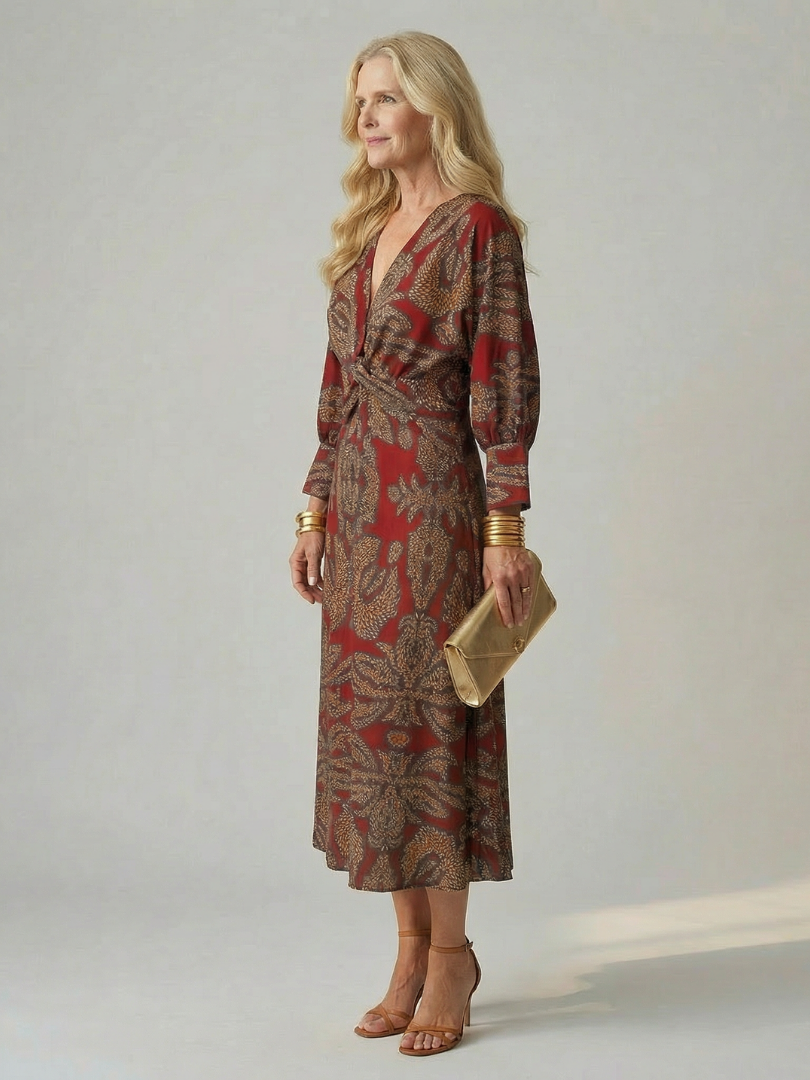 Moon | Natural Midi Wrap Dress