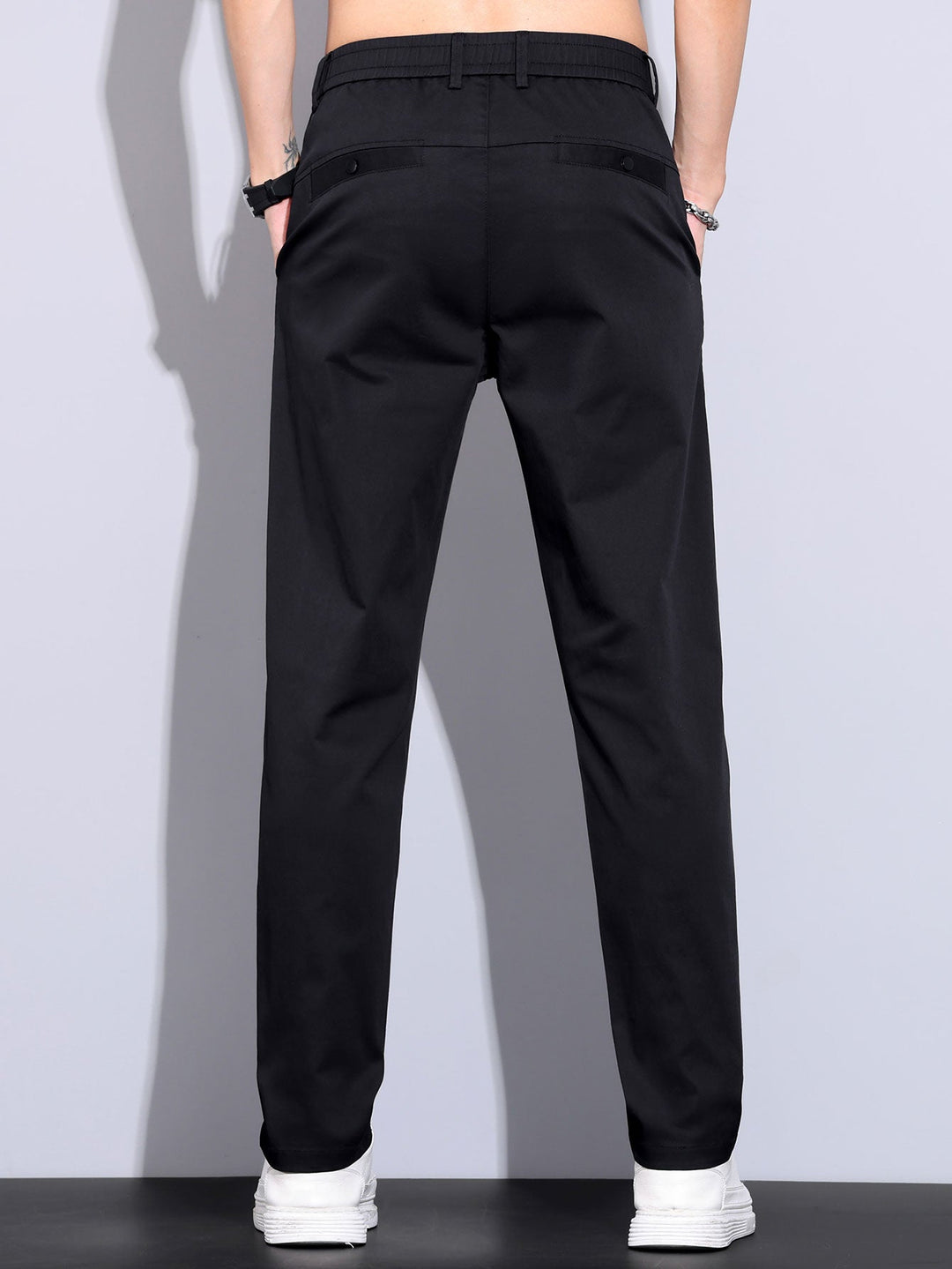 Bobby | Contrast Trim Ribbed Johnny Collar Knit Polo & Elastic Waist Straight Leg Trousers