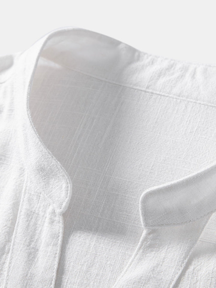 Tommy | Linen and Rayon V-Neck Short Sleeve Shirt