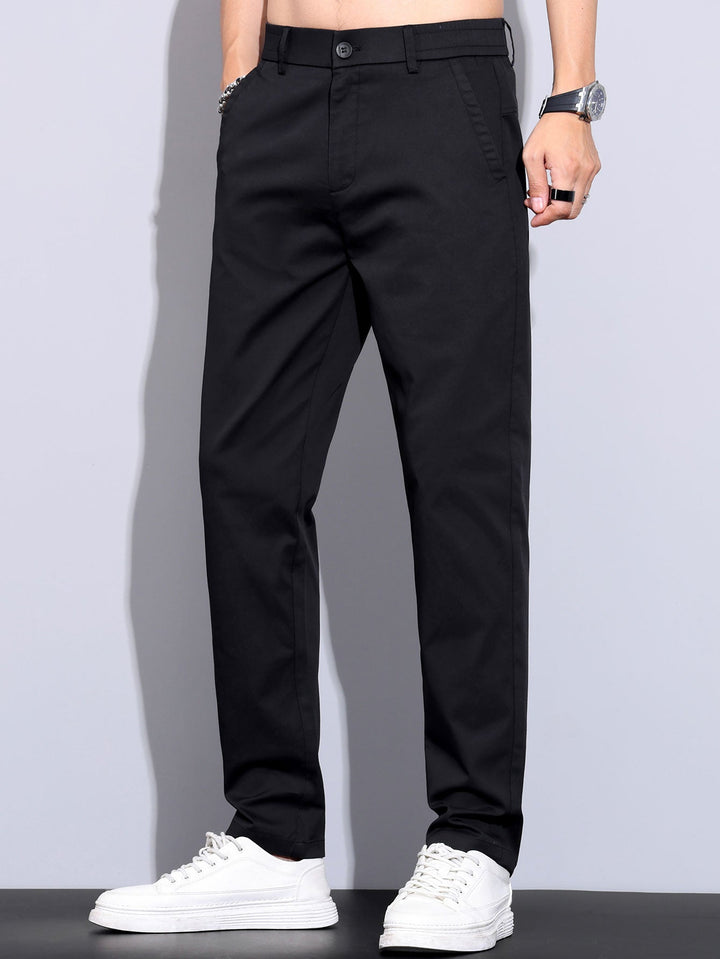 Bobby | Contrast Trim Ribbed Johnny Collar Knit Polo & Elastic Waist Straight Leg Trousers