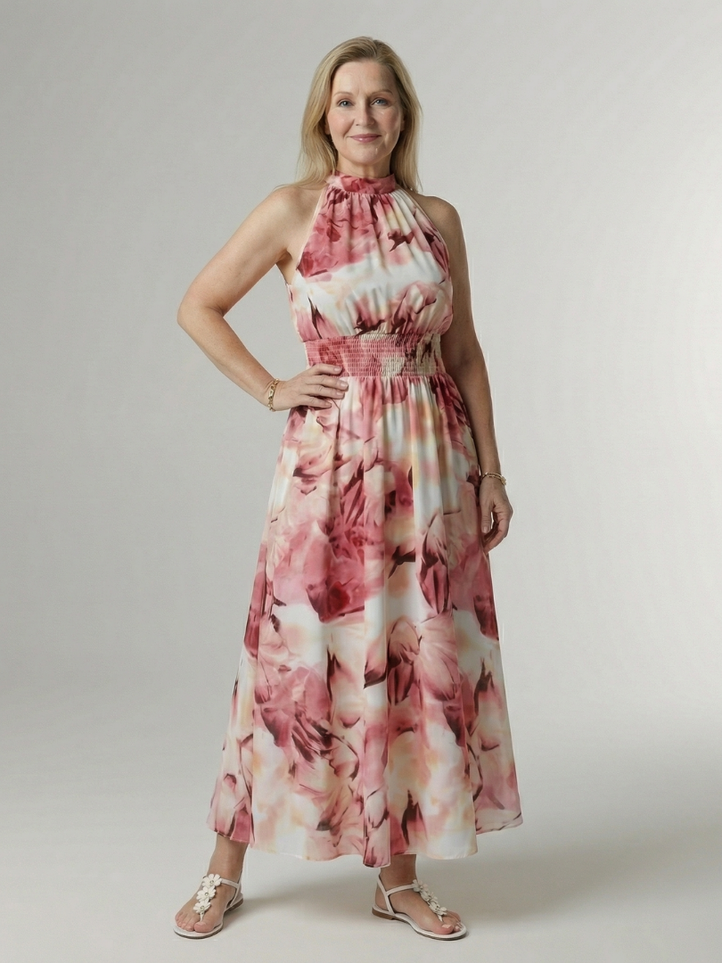 Sylin | Midi Dress with Gathered Halter Neck