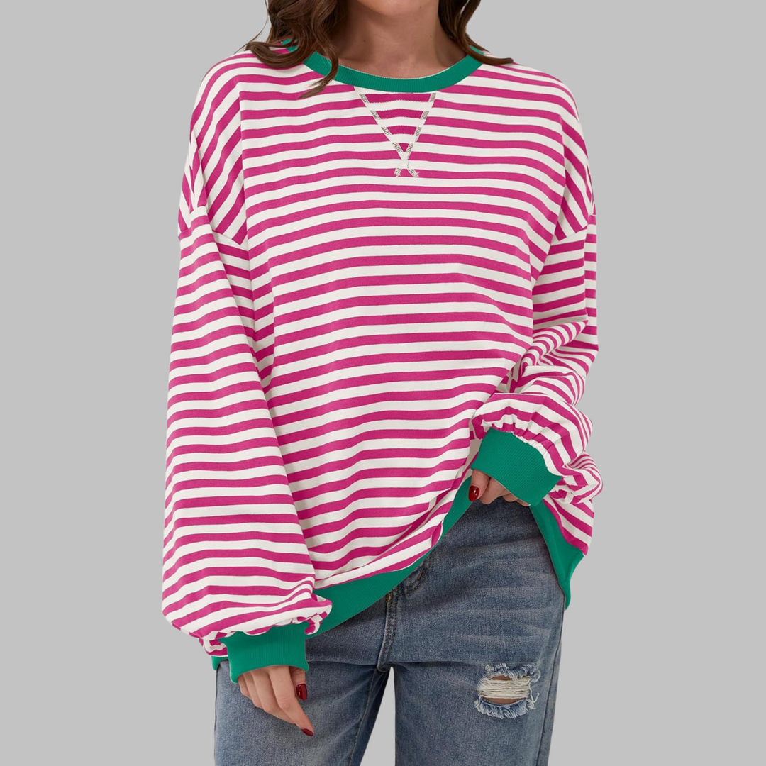 LUKA™ | Casual Long Sleeve Round Neck Striped Shirt