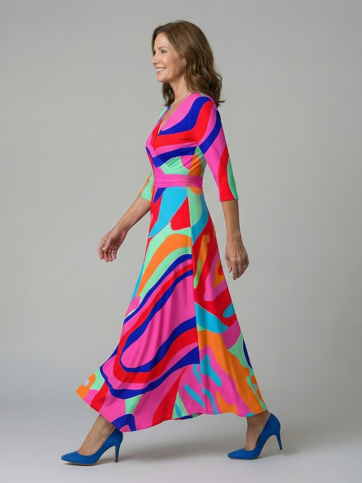 Celine | Midi Crossed Dress with Collar