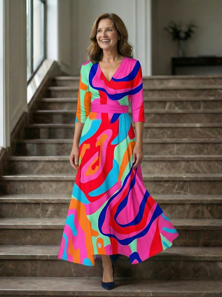 Celine | Midi Crossed Dress with Collar