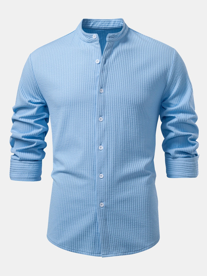 Luke | Ribbed High Neck Shirt, Muscle Fit, Long Sleeves