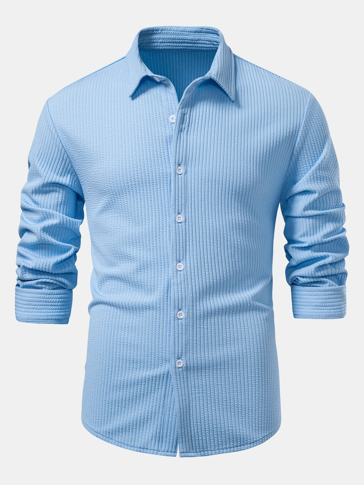 DeAndre | Ribbed Long Sleeve Muscle-Fit Button-Up Shirt