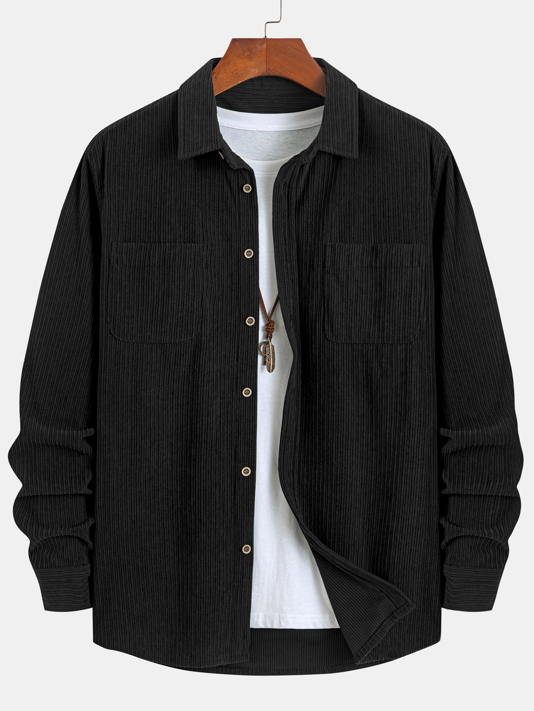 Ron | Long Sleeve Corduroy Shirt with Pocket and Buttons