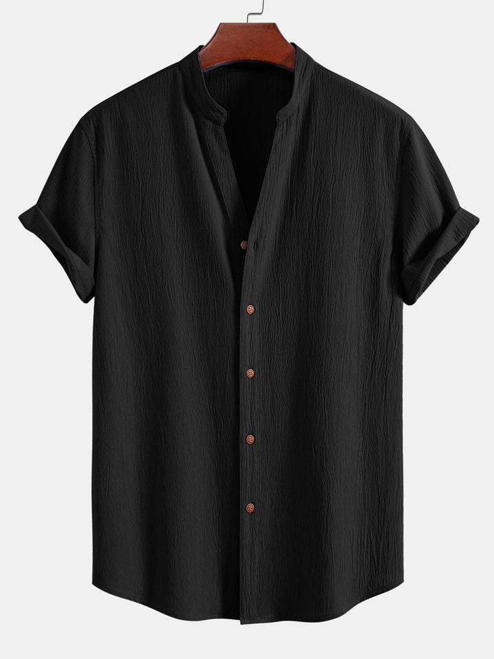 Jamal | Gerimpelde textuur<tc>rood</tc> V-hals shirt &amp; kreuk textuur<tc>rood</tc> Rechte broek