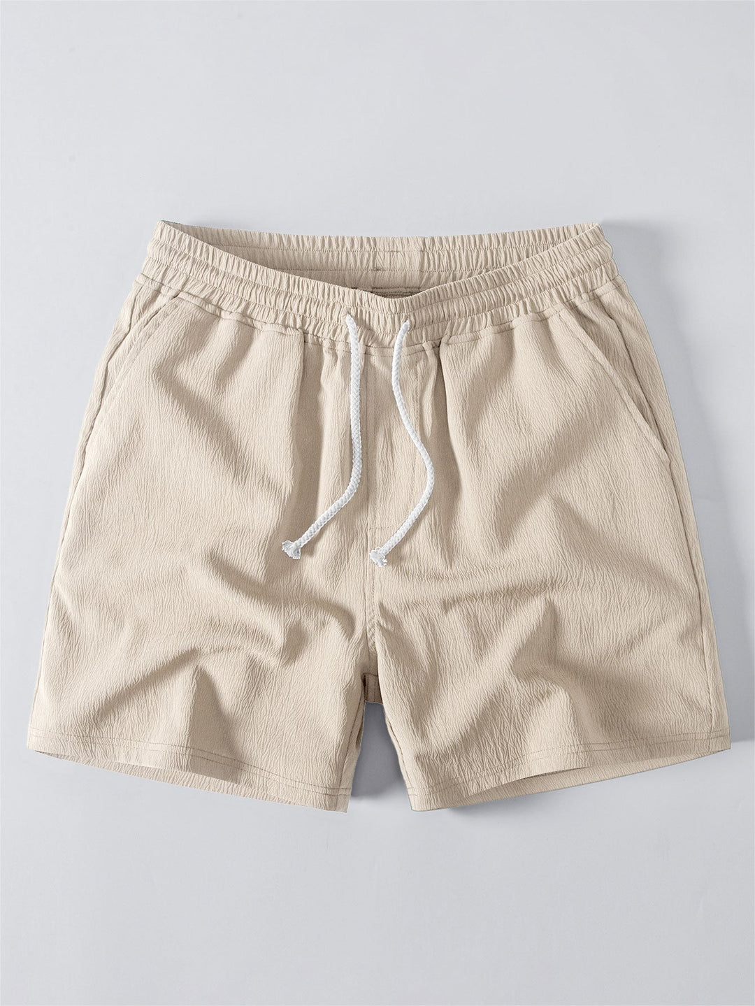 Dan | Stripe Open Knit Shirt & Crinkle Textured Drawstring 5" Shorts