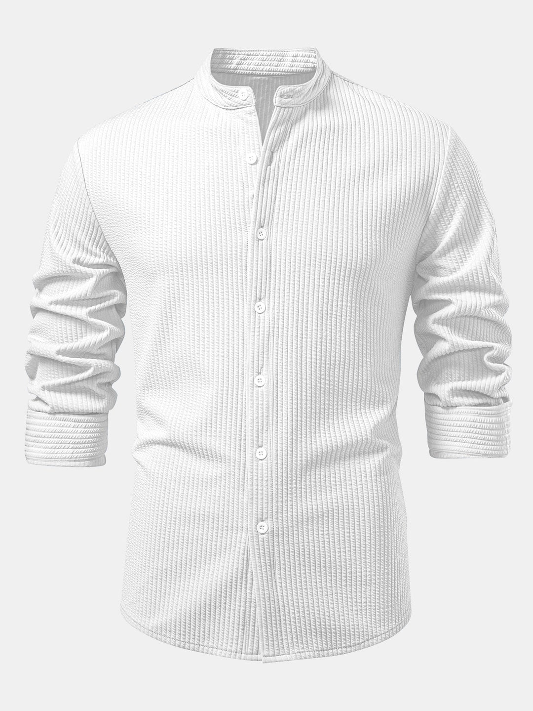 Luke | Ribbed High Neck Shirt, Muscle Fit, Long Sleeves