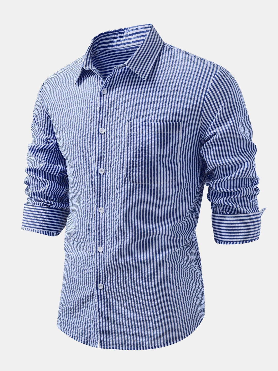 Tim | Striped Button-Up Seersucker Shirt