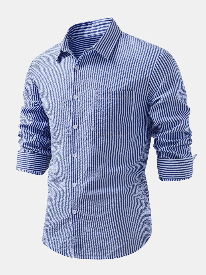 Tim | Striped Button-Up Seersucker Shirt