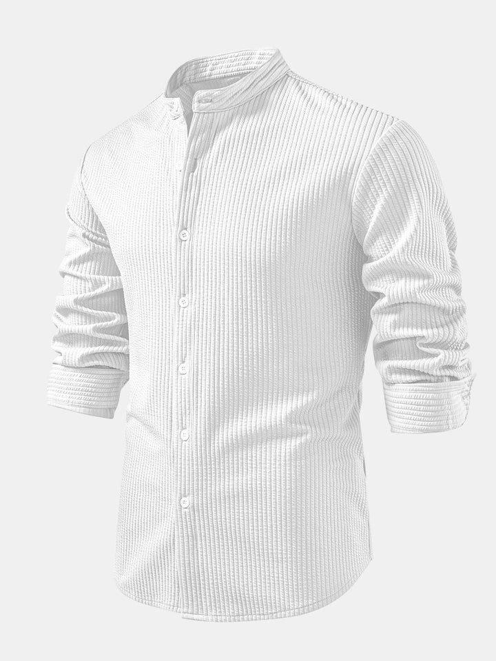 Luke | Ribbed High Neck Shirt, Muscle Fit, Long Sleeves