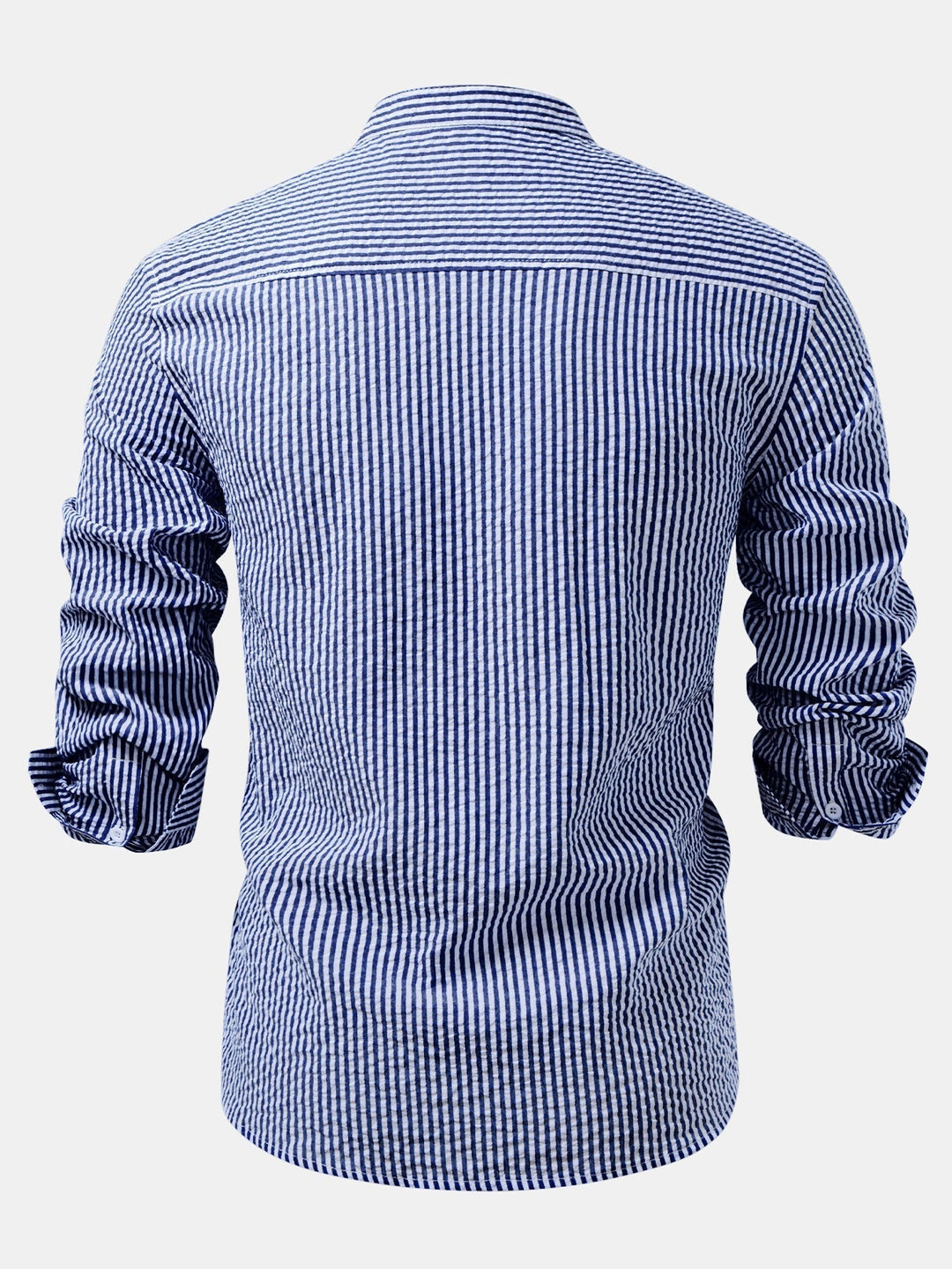 Anthony | Striped Seersucker Shirt with High Collar