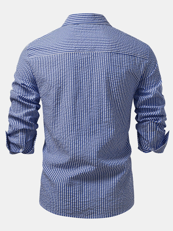 Tim | Striped Button-Up Seersucker Shirt