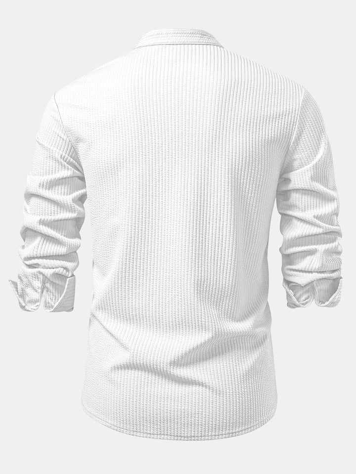 Luke | Ribbed High Neck Shirt, Muscle Fit, Long Sleeves