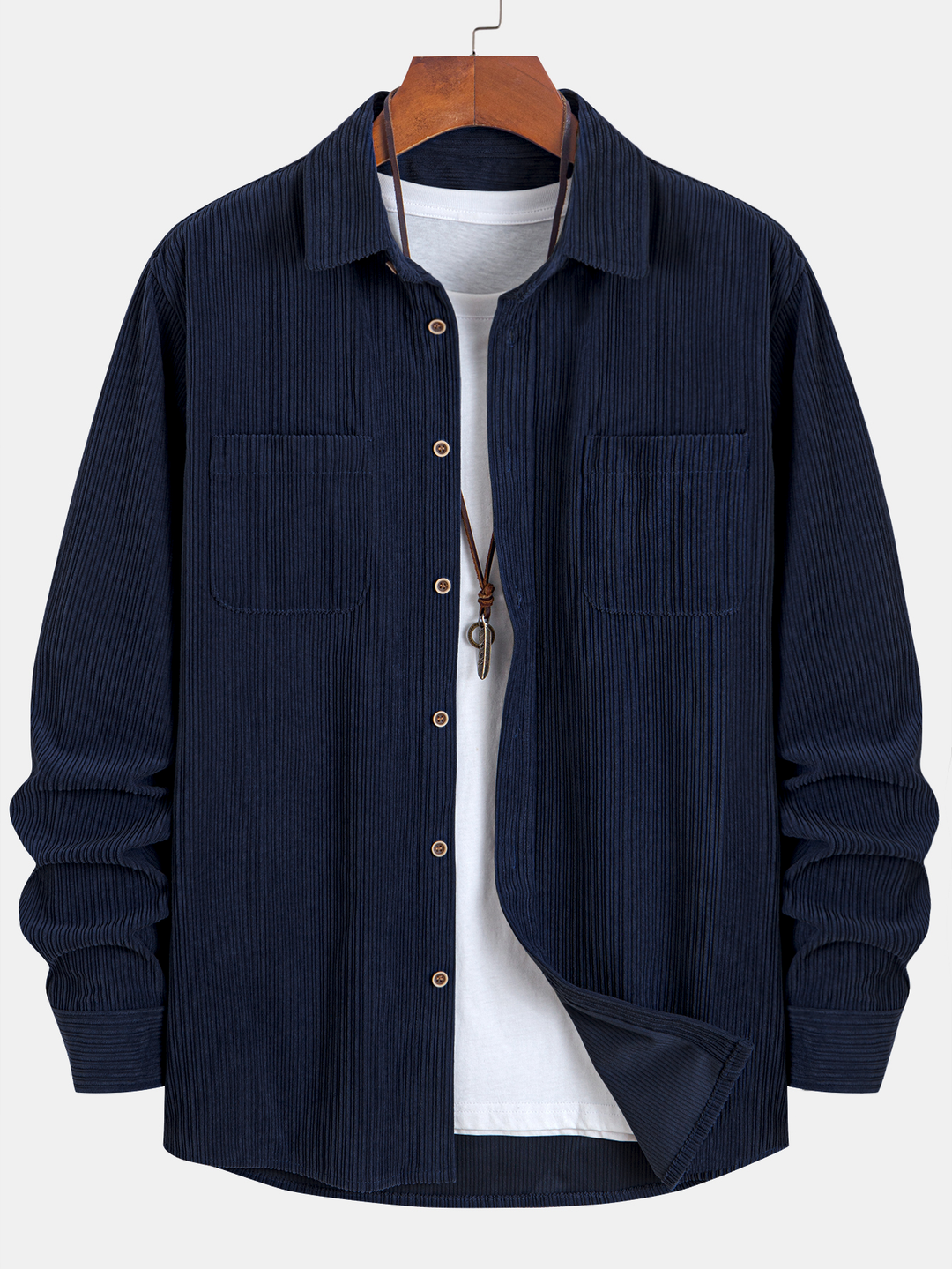 Ron | Long Sleeve Corduroy Shirt with Pocket and Buttons