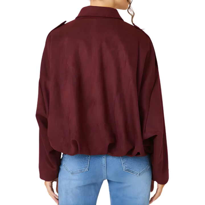PETRA™ – Vintage Suede Epaulet Bomber Jacket