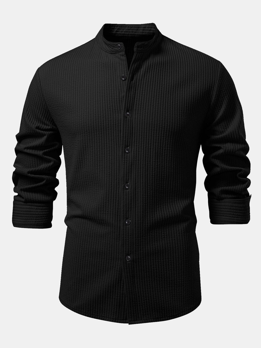 Luke | Ribbed High Neck Shirt, Muscle Fit, Long Sleeves