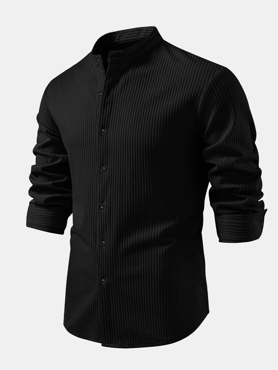 Luke | Ribbed High Neck Shirt, Muscle Fit, Long Sleeves