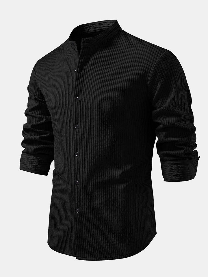 Luke | Ribbed High Neck Shirt, Muscle Fit, Long Sleeves