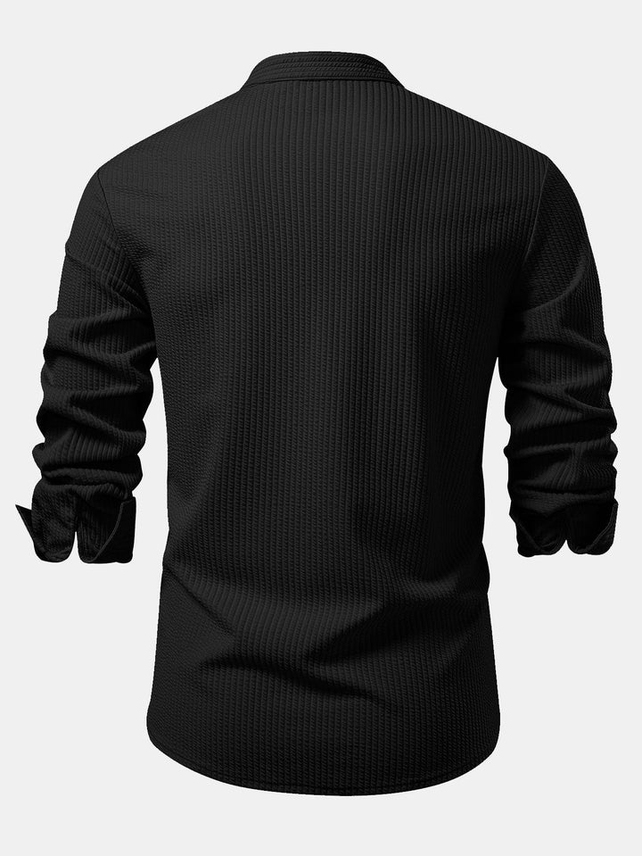 Luke | Ribbed High Neck Shirt, Muscle Fit, Long Sleeves