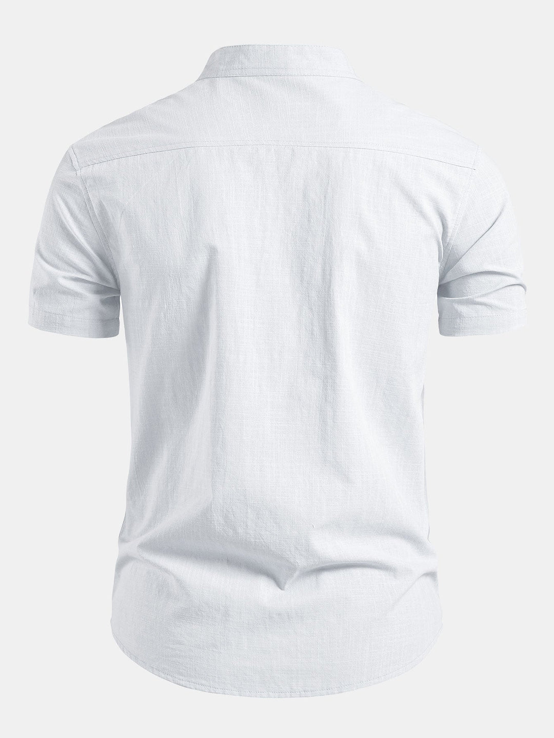 Tom | Short Sleeve Linen Look Stand Collar Shirt & Straight Leg Linen Pants