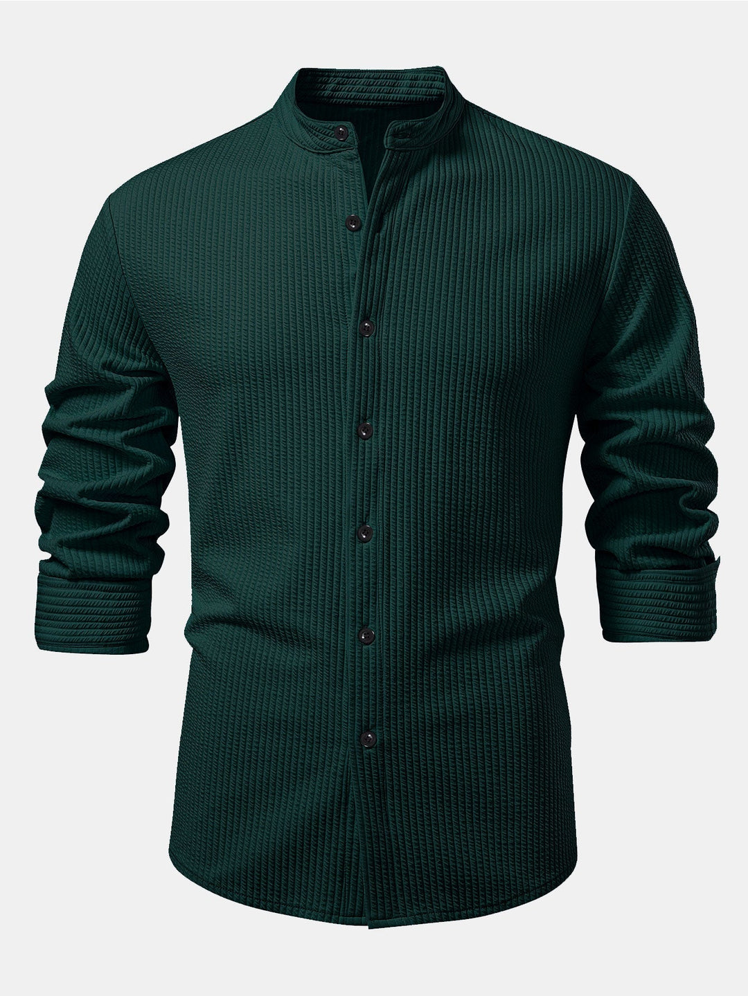 Luke | Ribbed High Neck Shirt, Muscle Fit, Long Sleeves