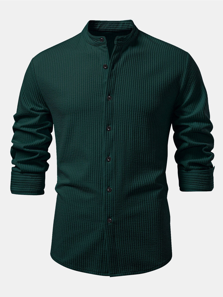Luke | Ribbed High Neck Shirt, Muscle Fit, Long Sleeves
