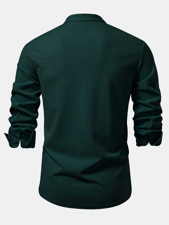 Luke | Ribbed High Neck Shirt, Muscle Fit, Long Sleeves