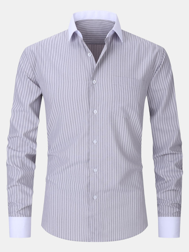 Saul | Contrast Collar Shirt with Stripes