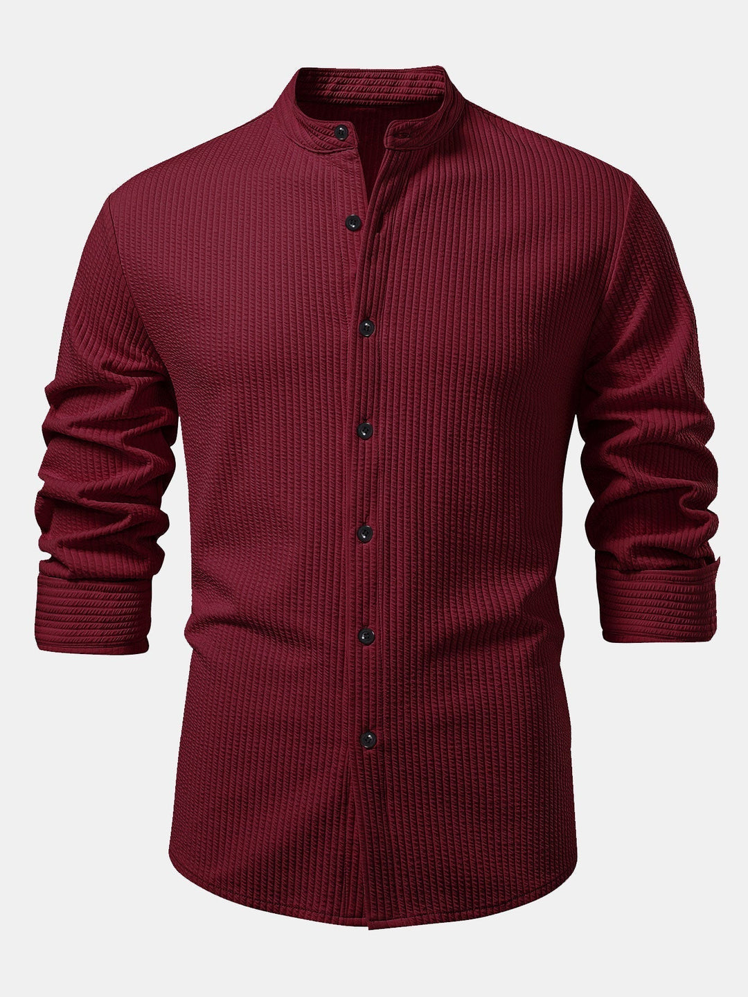 Luke | Ribbed High Neck Shirt, Muscle Fit, Long Sleeves