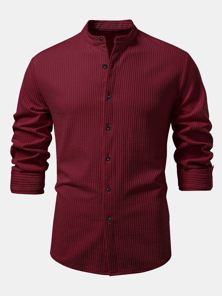 Luke | Ribbed High Neck Shirt, Muscle Fit, Long Sleeves