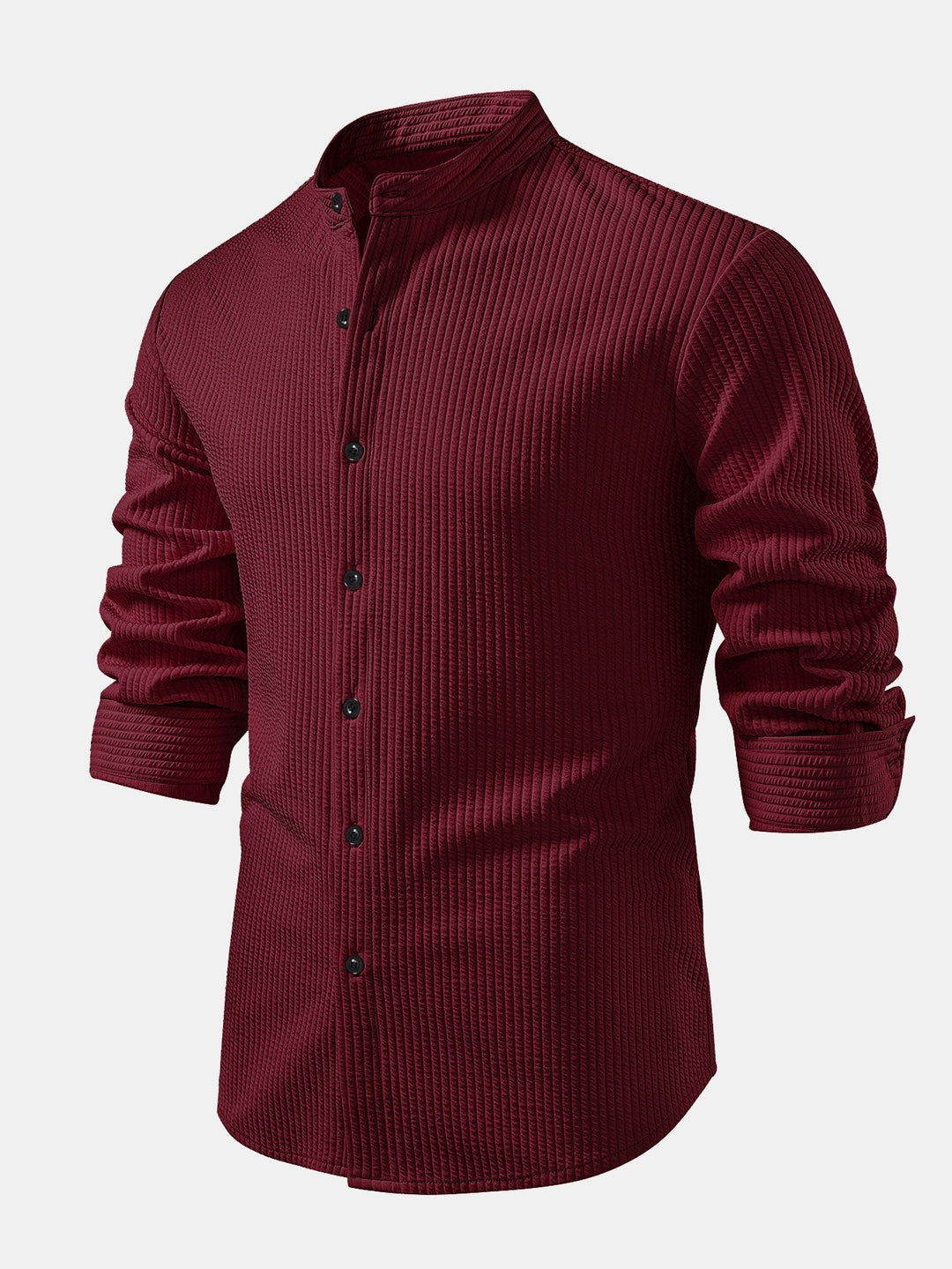 Luke | Ribbed High Neck Shirt, Muscle Fit, Long Sleeves