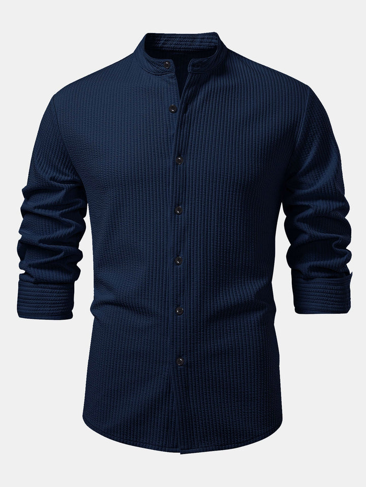 Luke | Ribbed High Neck Shirt, Muscle Fit, Long Sleeves