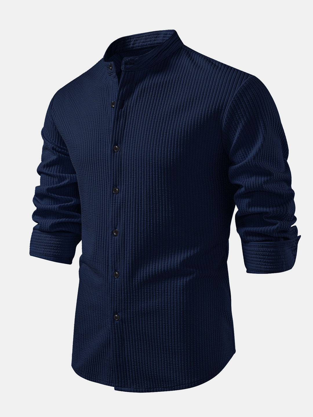 Luke | Ribbed High Neck Shirt, Muscle Fit, Long Sleeves