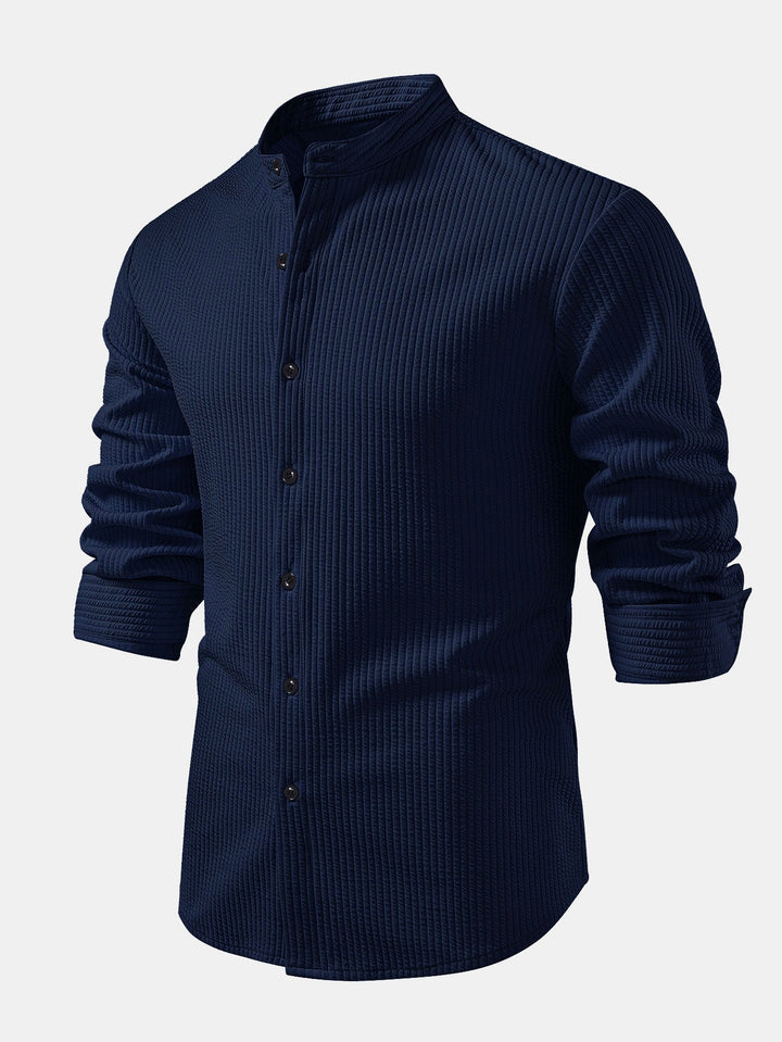 Luke | Ribbed High Neck Shirt, Muscle Fit, Long Sleeves