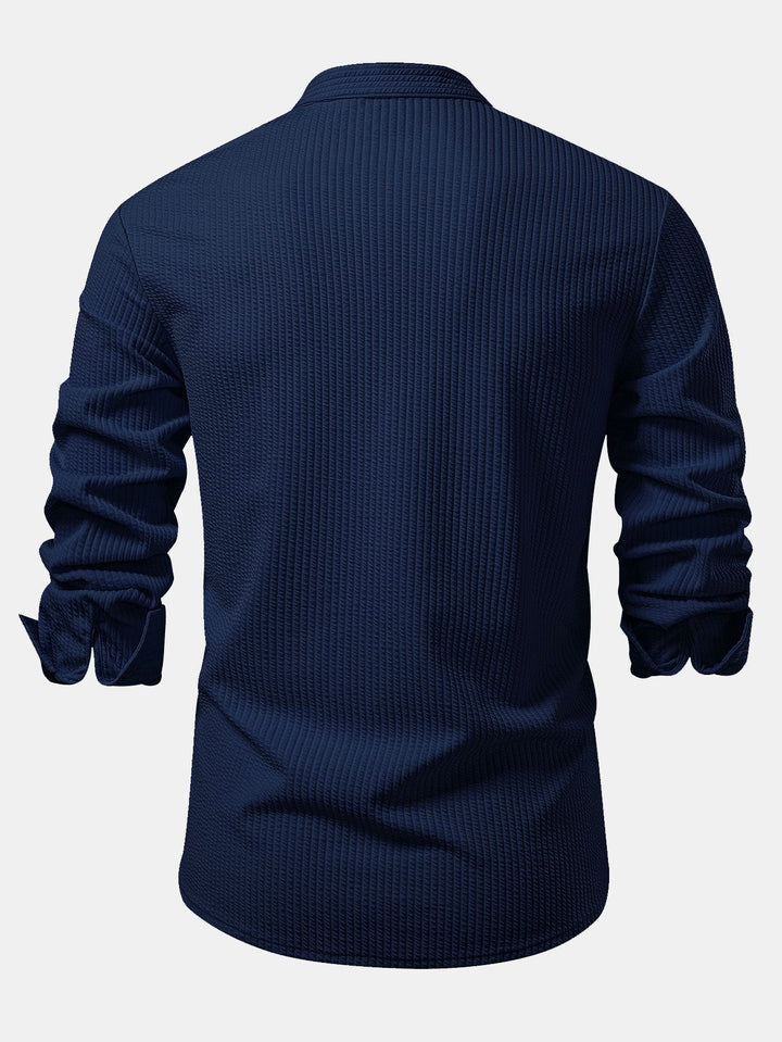 Luke | Ribbed High Neck Shirt, Muscle Fit, Long Sleeves